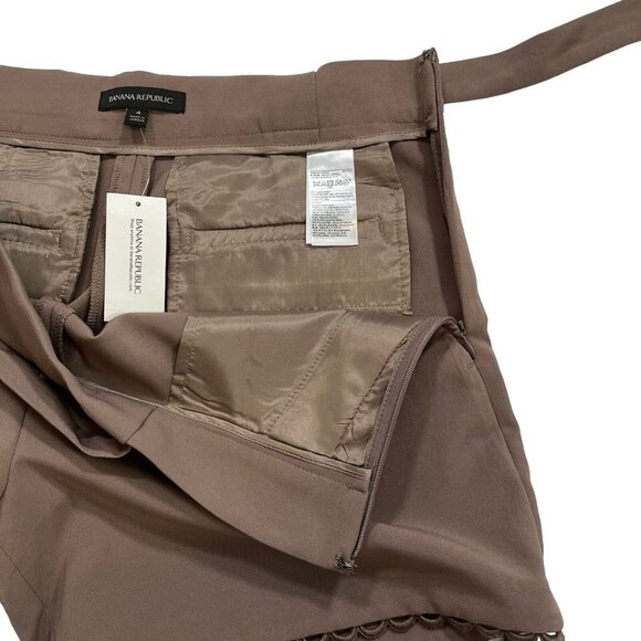 Banana Republic NWT Tie Detail and Lace Trim Shorts Brown Size 4 - Picture 7 of 10
